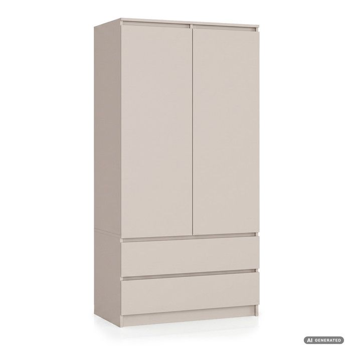 Armoire AKORD S90 Cachmire 90 cm 2 portes 2 tiroirs façade Cachmire 4 étagères 90x51x180 cm Armoire AKORD S90 Cachmire 90 cm 2 portes 2 tiroirs façade Cachmire 4 étagères 90x51x180 cm