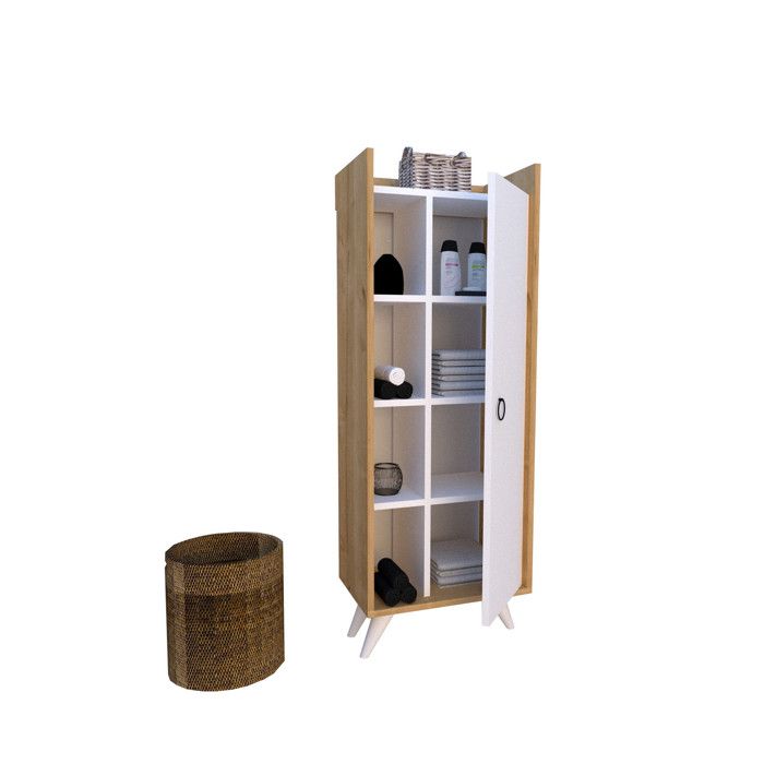Meuble multi-usages en bois Ilgim - 50 x 31 x 140 cm - Blanc Meuble multi-usages en bois Ilgim - 50 x 31 x 140 cm - Blanc