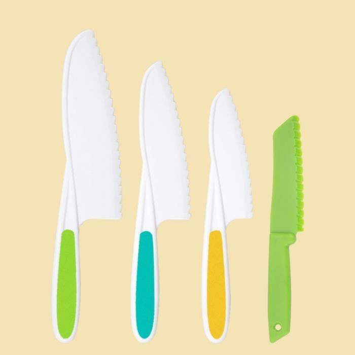 4 PIÈCES - Ensemble de couteaux de cuisine en bois pour enfants, Coupe-fruits  opaques en plastique, Outils ép - Cdiscount Maison