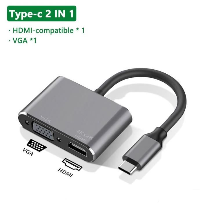 HDMI-VGA - HUB USB 3.0 Type C vers HDMI, adaptateur pour MacBook ...