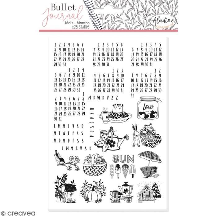 Tampons clear Stampo Bullet Journal - Mois universels - 25 pcs