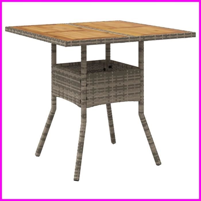 Table de jardin et dessus en bois dacacia gris résine tressée -BK365520 (PLA)