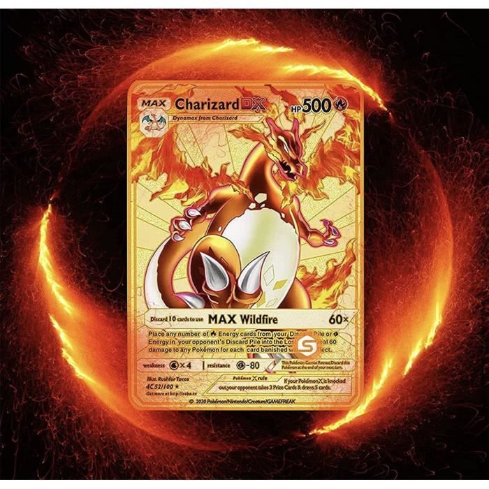 Carte Pokémon charizard GX V Vmax,,Cartes à Collectionner, Acier Inoxydable, Plaqué Or, Jouets