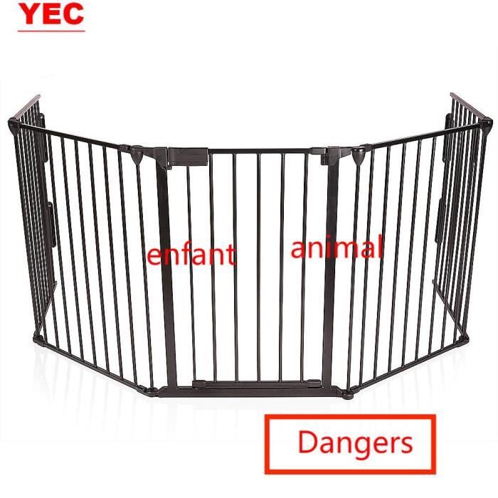 LZQ Barrière d'escalier, barrière de porte en métal extra sécurisée à  double serrure pour serrage, 85-95 cm, noir