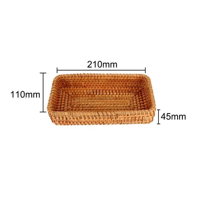 Plateau De Rangement Rond En Rotin 30 Cm - Panier Tissé à La Main Avec Poignée Pour Cuisine Et Décoration