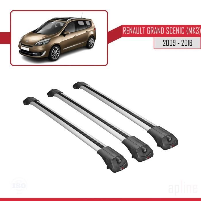 Compatible avec Renault Grand Scenic (Mk3) 2009-2016 Barres de Toit ACE-1 Railing Porte-Bagages de voiture 3 BARRAS GRIS