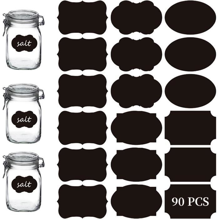 5 Pièces Étiquettes Autocollantes Noir Effaçable Pour Bocaux En Verre,  Étiquettes De Tableau Noir Hydrofuges Pour Bocaux D'épices, Mode en ligne