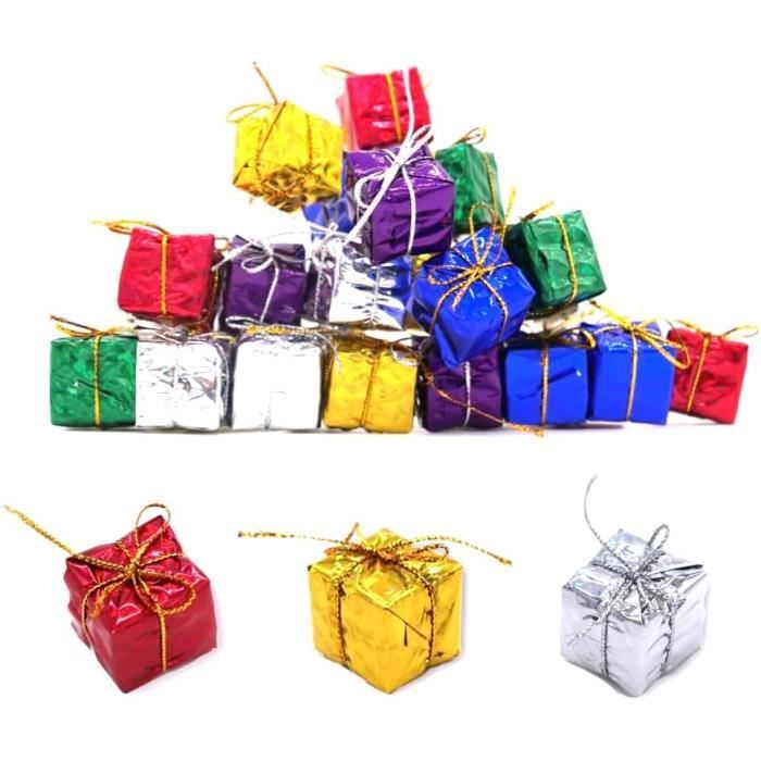 24 Pcs Mini Boite Cadeau Noel Décor, Mini Cadeau Paquet Miniature  Pendentif, Miniature Cadeau de Noël Suspendu Ornements Décorations pour  Arbre De