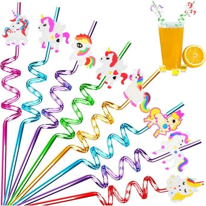 YOUYIKE 8 Pcs Pailles Enfants Reutilisables, Dinosaure Straws Spirale, Pailles Réutilisables, Pailles En Dinosaure Pour Les Enfants, Pour Fête D'anniversaire D'enfants, Décoration De Table Fête
