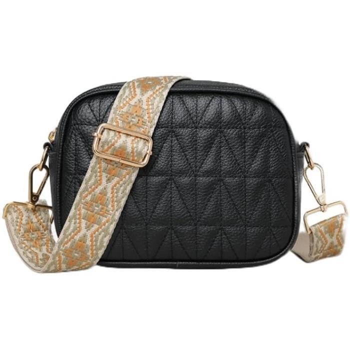 Sac à Main Bandoulière Vintage Cuir Noir - Design Mod Italie Années 70-80