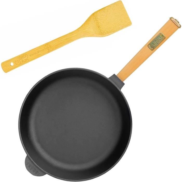 Poêle à Griller En Fonte BRIZOLL 28x28 Cm - Poignée Dévissable - Compatible Induction - Pour Steaks, Légumes, Grillades