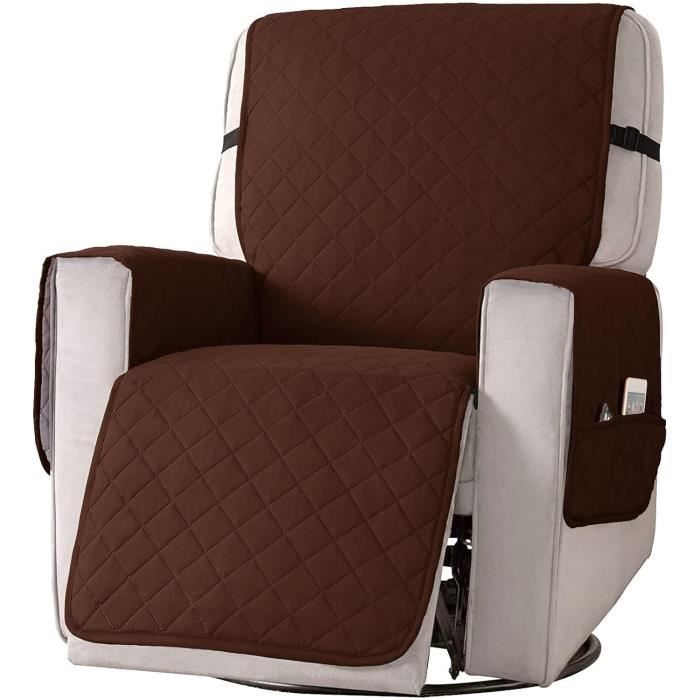 Housse Fauteuil Relax 4 Pièces - Velours Extensible, Poches Incluses - Protection Canapé Pour Familles, Animaux