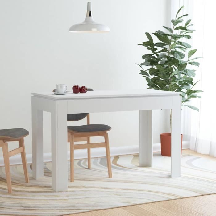 Table de salle à manger - BEL - Blanc - 120 x 60 x 76 cm - Aggloméré - Design contemporain