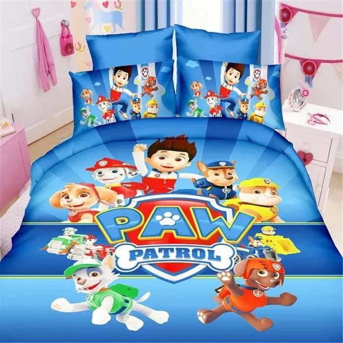 Parure de couette-Parure de lit enfant PAT PATROUILLE PAW Patrol-1 housse  de couette 140*200 cm + 1 taie d'oreiller 48*74cm