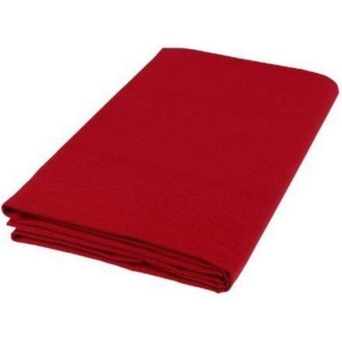  Drap plat - SERENA - 240x300 cm - 100% coton - Rouge - Lavable &agrave; 40&deg;C 