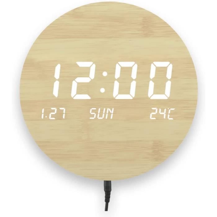Horloge Murale Digitale, 19.5cm LED Horloge Murale Numérique Alimentée