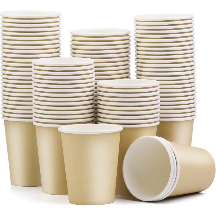 Esyauto Lot De 100 Gobelets Jetables Papier 250 Ml Blanc Pois Or – Idéal Fête Anniversaire Mariage Buffet