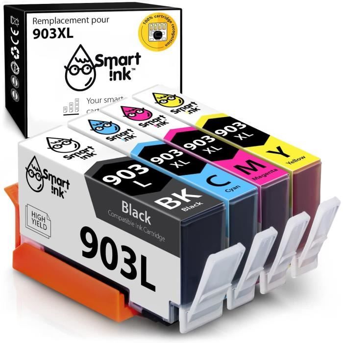 Smart Ink Cartouches d’Encre Compatibles Alternative pour HP 953 Pack de 4  (BK & C/M/Y) avec Système de Puce Avancée pour Officejet Pro 7720 7730 7740