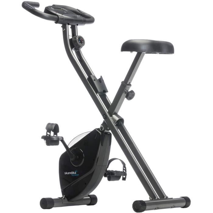 Vélo D'appartement Pliant Skandika X-3000 – 8 Résistances, Bluetooth, Dossier Rembourré, 110 Kg, 16 Kg