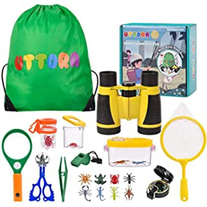 Kit Exploration Enfant - Jumelles 8x21, Loupe, Sifflet-boussole - Cadeau Idéal Pour Aventuriers En Herbe