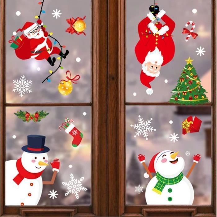 Stickers Muraux Noël - Motifs Biscuits Et Bonhommes En Pain D'Épice - Lot De 4 Feuilles 21x30 Cm - Décoration Fenêtre Et Mur Sans Trace