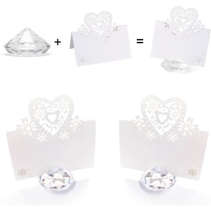 15 Supports Marque-Places Cristal - Porte-Cartes Mariage Anniversaire