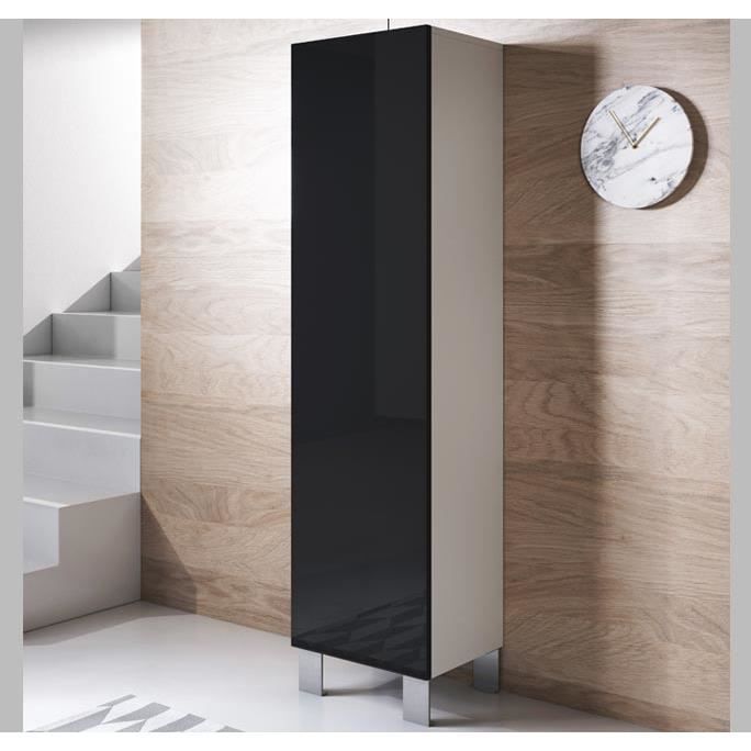 Design Ameublement - Armoire Murale LUKE V4 Sur pieds aluminium - 1 porte - Blanc et Noir Brillant - 40x177x29cm Design Ameublement - Armoire Murale LUKE V4 Sur pieds aluminium - 1 porte - Blanc et Noir Brillant - 40x177x29cm