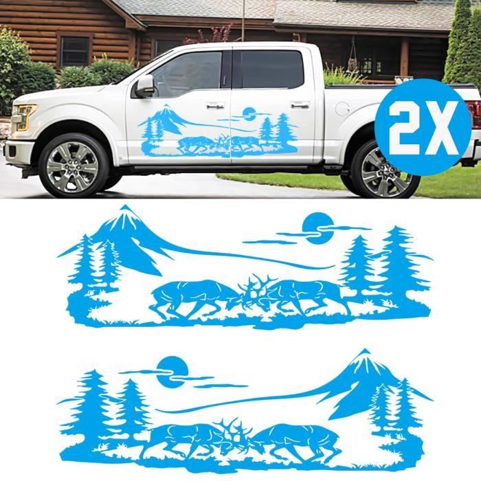 Autocollant Voiture Universel Motif Boussole Et Cerf - Décalcomanie PVC Noir 140x58cm Pour Camping-car, Van, Remorque