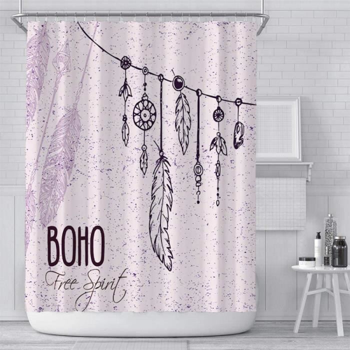 Tissu Rideau de douche 100% polyester lavable design moderne 180x180cm 12 Crochet
