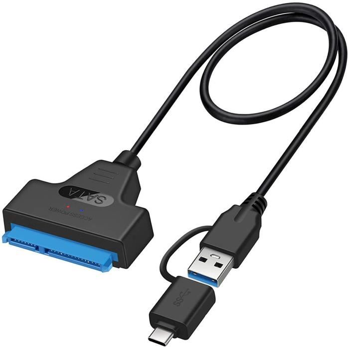 Supporte UASP SATA III Super Speed 5Gbps USB 3.0/Type-C vers SATA Disque Convertisseur Cable Adapter pour 2.5 SSD/HDD Drives EasyULT Adaptateur USB 3.0 Type C vers SATA III 