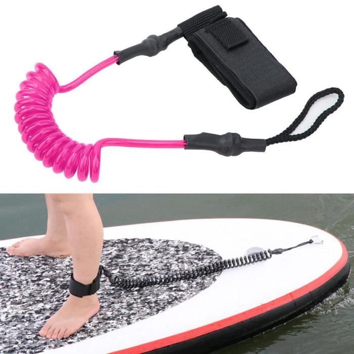 Durable TPU élastique pied corde laisse extensible pour planche de surf planche de paddle (rose rouge et blanc)-YUN