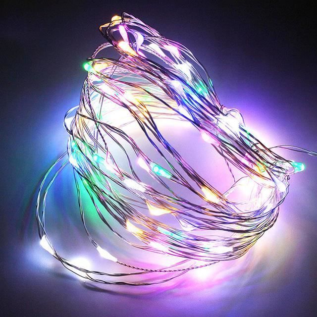 1M 10LED Multicolore Guirlande lumineuse à piles LED, fil en cuivre et en  argent, 5-10m, étanche, féerique, p