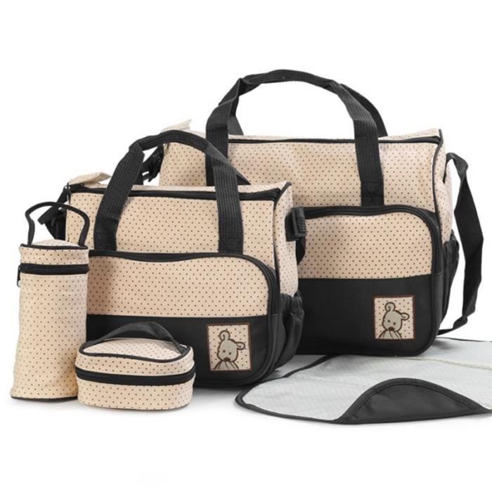 Noir - Sac à langer multifonctionnel Ensemble de 5 pièces Sac à langer pour bébé Sac à main de maternité p