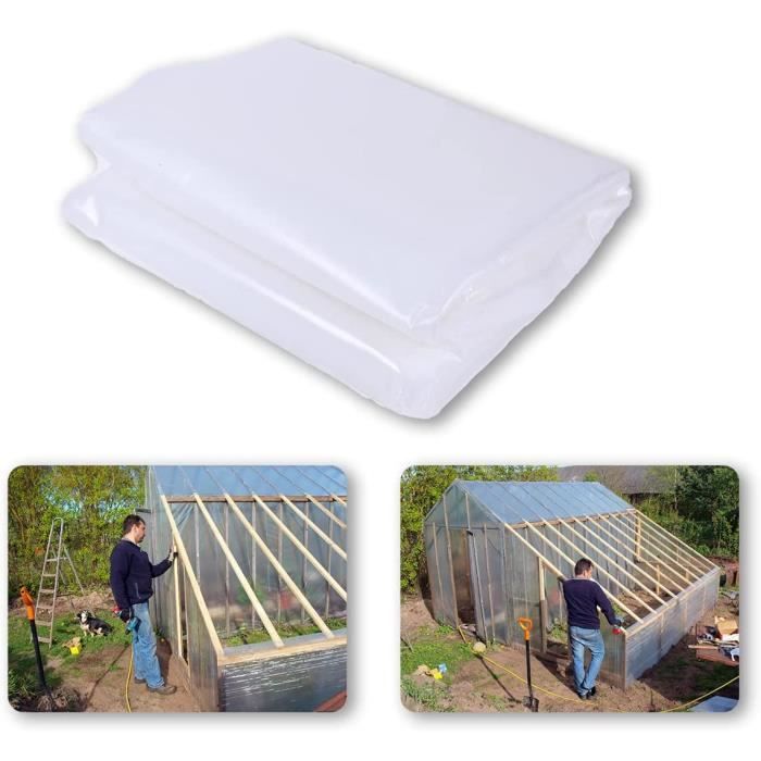 Bâche Serre BluVast 2x6m - Polyéthylène épais Transparent - Protection Légumes Et Tomates