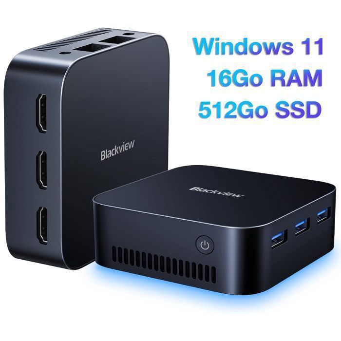 Blackview MP80 – Mini PC – 16Go DDR5 – 512Go SSD – Windows 11  Intel N5095 – 4K UHD – Double WiFi – Gigabit Ethernet -HD