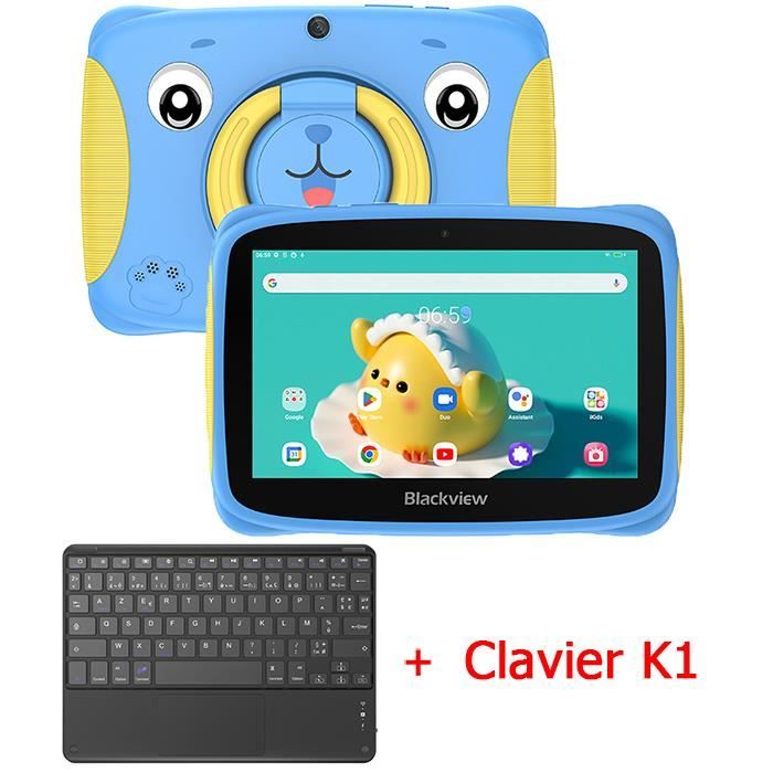 Blackview Tab 3 Kids Tablette Enfants Android 13 7 60HZ 4Go+32Go-SD 1To 3280mAh WiFi Éducative Tablette Bleu Avec Clavier K1