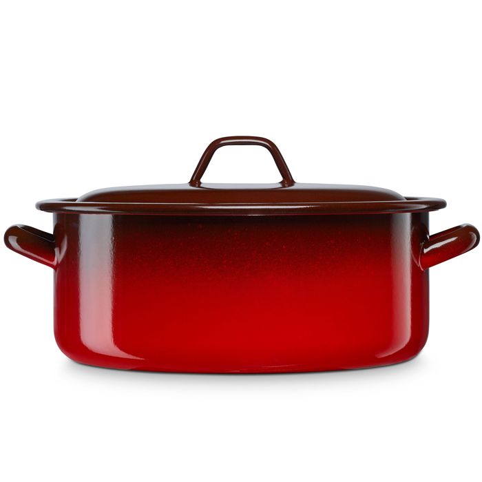 Faitout à Induction 32cm Marmite 10 L avec Couvercle Acier Émaillé Tous Feux Briebe Ignea Rouge