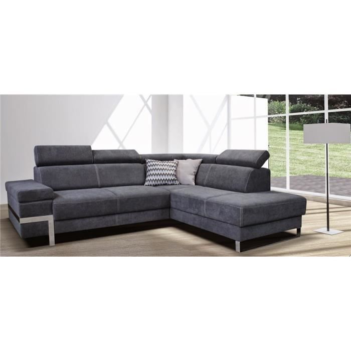 Canape D Angle Design En Tissu Vilem Angle Droit Gris Achat