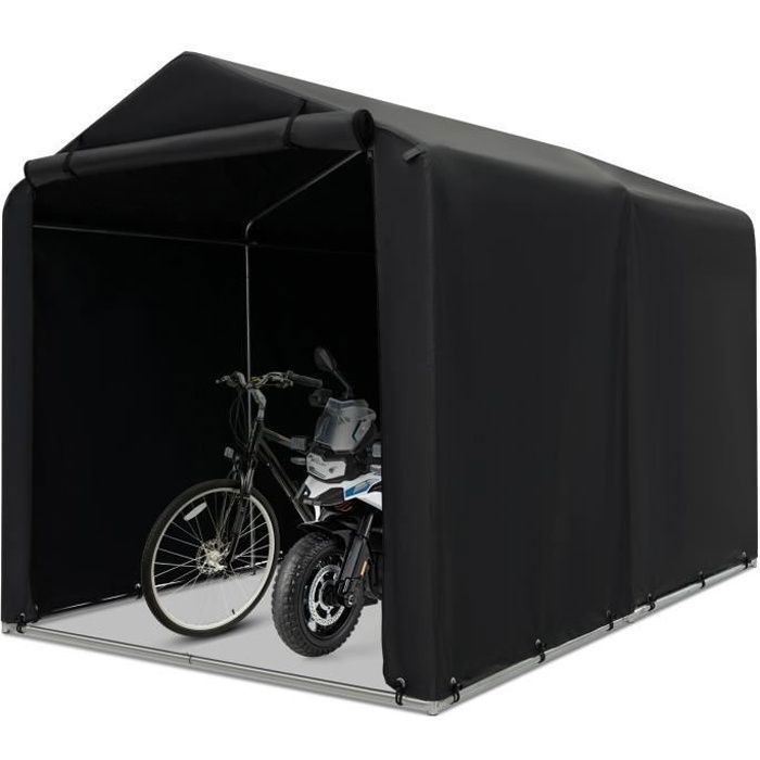 COSTWAY Abri de Rangement Extérieur 160 x 218 x 164 cm-en Acier Galvanisé-Porte Avant Enroulable-Housse en PE-Tente Garage Motos