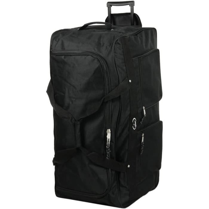 Sac Sport Camping Grande Capacité Sac De Voyage à Roulettes 120L Pliable - Grand Sac Weekender Imperméable Homme Femme - Noir 80x40x40 Cm Tissu Oxford Résistant