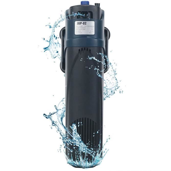 Filtre UV interne submersible 4 en 1 pour aquarium, tortue avec pompe