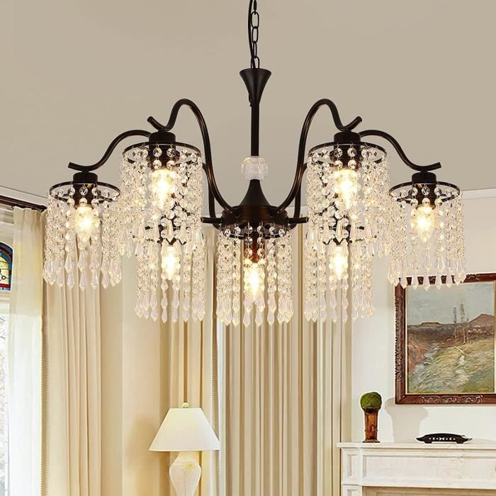 Lampe à poser chandelier cristal et métal doré 5 lumières - Masiero, spécialiste du lustre en