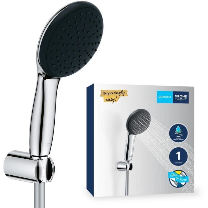 Grohe Ensemble douchette 1 jet + support + flexible chrome, Vitalio Start 100