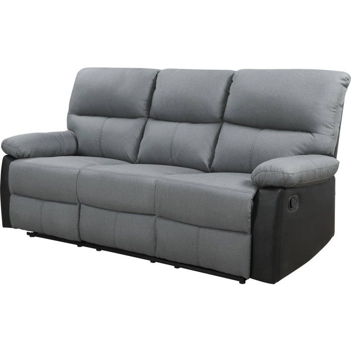 Canapé relax Lincoln - 3 places - Noir / Gris foncé Canapé relax Lincoln - 3 places - Noir / Gris foncé