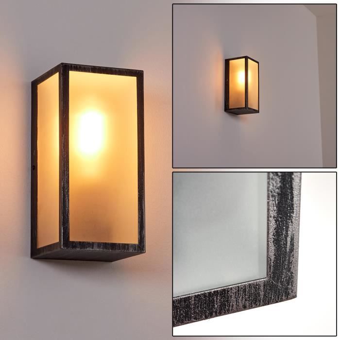 Applique murale - HOFSTEIN - Hakkas - Métal vieilli - Noir & Argenté - Compatible LED