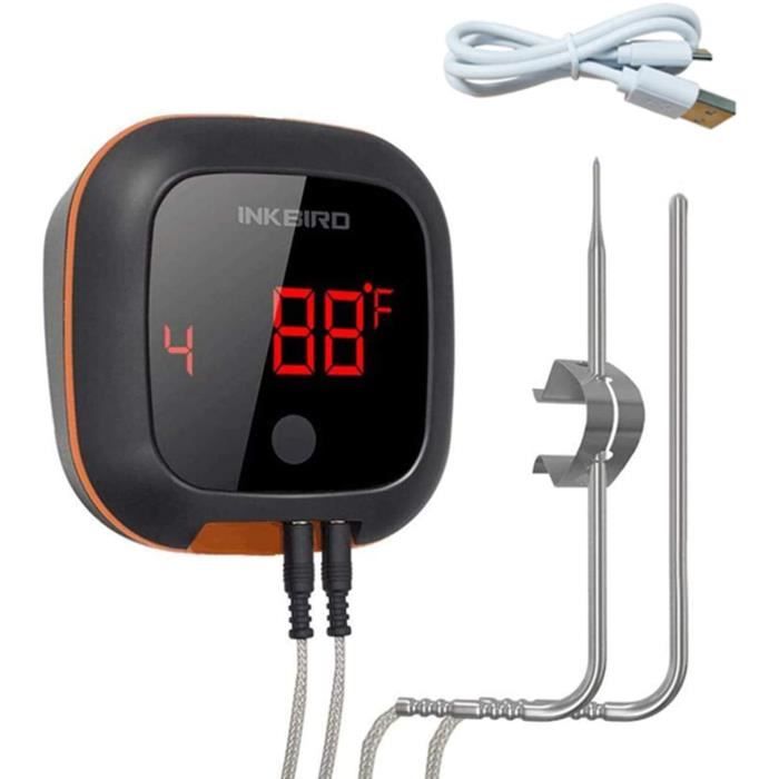 Thermomètre de Cuisine Bluetooth Thermometre Barbecue avec 2 Sonde Temperature, Inkbird IBT-4XS Four Interieur Exterieur Magnétique