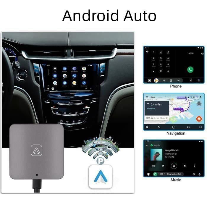 Adaptateur Android Auto sans fil AI Box Bluetooth Assistant vocal WiFi Plug  and Play pour Android - Cdiscount Informatique
