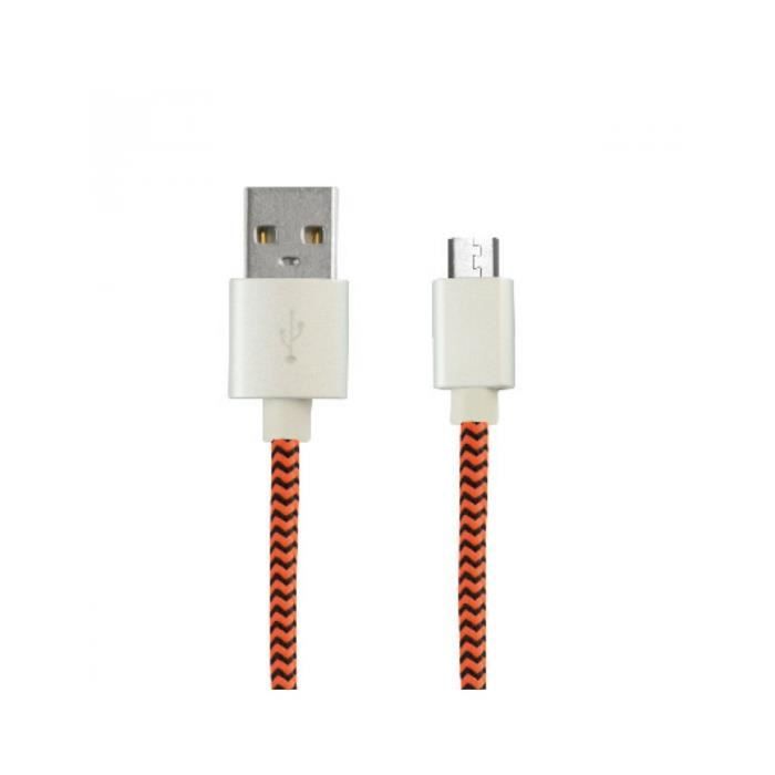 CABLE ORANGE MICRO USB SPORT TEXTILE KSIX
