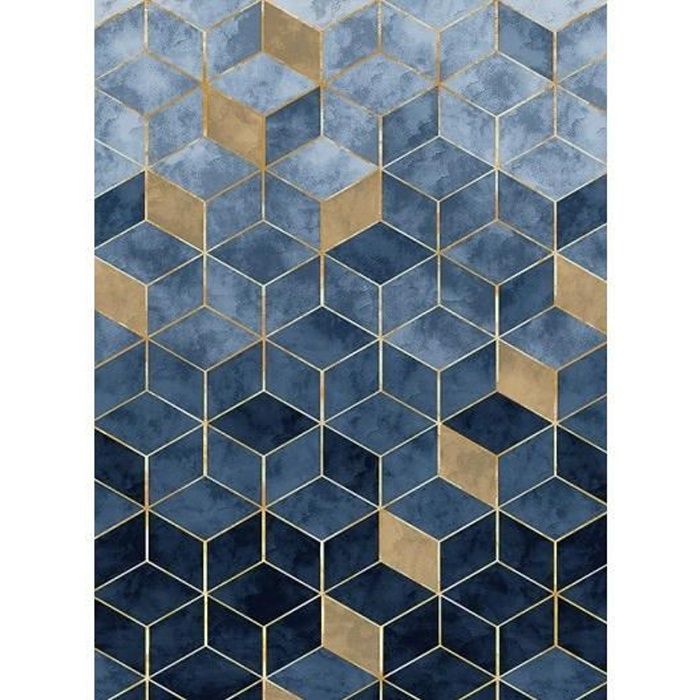 Tapis de salon LUXE Doré, Bleu Dimensions - 200x290