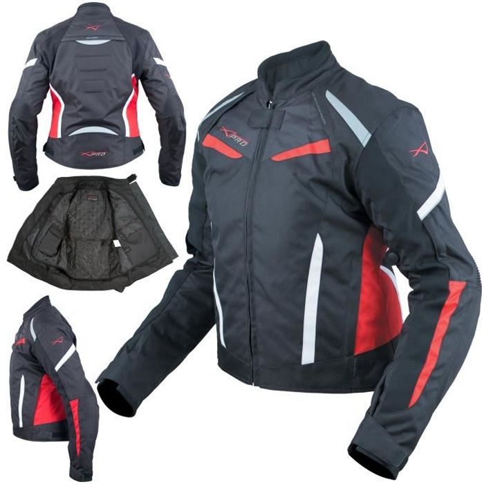 Moto Blouson Textile Femme Protections CE Sport Voyage Rouge S